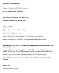 Contoh surat lamaran kerja yang baik dan benar untuk dijadikan referensi dalam usaha mencari kerja di sebuah perusahaan sesuai dengan keahlian kamu. 20 Contoh Surat Izin Tidak Masuk Kerja Untuk Berbagai Keperluan