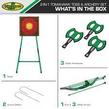 Hitdudu throwing axe set, 11.8 throwing tomahawk w/ 3.5 blade, full tang stainless steel tactical hatchet with spike, design for hawks throwing recreation and competition (3 pack). Eastpoint Sports Go Gater Tomahawk Toss Archery Set Backyard Game Axe Throwing Game Walmart Com Walmart Com