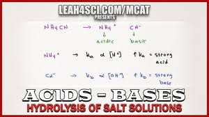 Ph And Hydrolysis For Salts Of Weak Acids And Bases In Mcat Chemistry