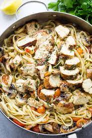 This recipe is great with either spaghetti or penne noodles! Lemon Chicken Fettuccine Recipe Easy One Pot Pasta Dinner Idea