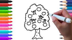 Step by step drawing tutorial on how to draw an apple tree. Easy Kids Easy Apple Tree Drawing Novocom Top