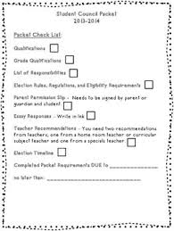 Use This Student Council Packet To Sign Students Up Whom Are Interested In Running For Office There Is A Checklist T Student Council Student Assignment Sheet