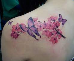 Butterflies Flying Around Orchids Butterflies And Orchids Make For A Great Tattoo Design Blossom Tattoo Pink Flower Tattoos Cherry Blossom Tattoo