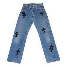| fast free shipping worldwide + 30% extra discount at checkout! Chrome Hearts X Levi Strauss Jean Leather Crosses Sterling Silver Button Fly 25 In 2021 Chrome Hearts Applique Jeans Custom Jeans Diy