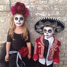 Sibling Costumes Day Of The Dead Dia De Los Muertos Sugar Skull Halloween Costumes Kids Homemade Halloween Costumes For Kids Halloween Costumes Scarecrow