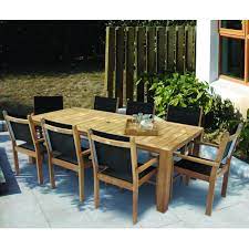 Rectangular dining set in bronze finish. Royal Teak Captiva Sling Outdoor Dining Set For 8 Rt Captiva Set1