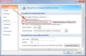 Click the office button in the upper left corner of the window and mouse over the prepare option. Where Is The Enable Developer Tab In Word 2007 2010 2013 2016 2019 And 365