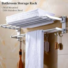 Buy the best and latest bath towel holder on banggood.com offer the quality bath towel holder on sale with worldwide free shipping. 304 Stainless Steel Bathroom Storage Organizer Shelf Towel Holder Rack With Hook Hooks Hangers Home Garden