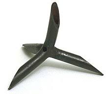 Proper deployment occurs well ahead of an approaching target vehicle, with officers a safe distance from the hit, yet in control of the device position via attached cord reel. Caltrop Wikipedia
