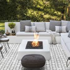 Outdoor Firepit Mosaic Tile Patio White Sectional Metal Leg Chairs Jute Home Int Backyard Seating Interior Design San Francisco Backyard Patio Designs