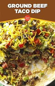 Taste Of Home On Instagram Beef Up Your Snack Game And Serve This Easy Taco Dip With Meat Full Of Classic Flavors It S A Lit Taco Dip Easy Taco Game Snacks