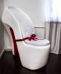 This high heel shoe chair might be what you're looking for to add a glamorous cornerstone to your living space! High Heel Chair Louboutin Design Made Of Wood Swarovski Cristal Buttons High Heel Chair Mid Mod Furniture High Heel Shoe Chair