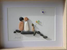 Tableau De Famille En Galets Cadeaux De Naissance Portrait Etsy Family Portraits