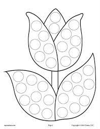 Teach your child how to identify colors and numbers and stay within the lines. Free Tulip Flower Do A Dot Printable Spring Dot Coloring Pages Like This Are Perfect For Toddlers And Craft Loisirs Creatifs De Printemps Feuilles A Colorier