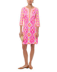 kitt pink ikat printed jersey dress