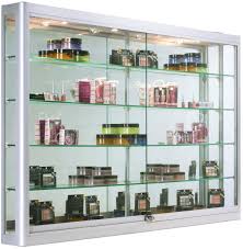 5ft Wall Mounted Display Case W 4 Top Led Lights Mirror Back Locking Silver Wall Mounted Display Case Wall Mounted Display Cabinets Glass Cabinets Display