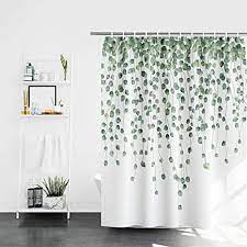 Amazon Com Maccyafst Eucalyptus Shower Curtain Green Leaves Shower Curtain Watercolor Leaf Floral Shower Curtains Green Shower Curtains Fabric Shower Curtains