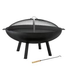 Hampton Bay Windgate 40 In Dia Round Steel Wood Burning Fire Pit With Spark Guard A301002900 The Home Depot Wood Burning Fire Pit Cool Fire Pits Hampton Bay