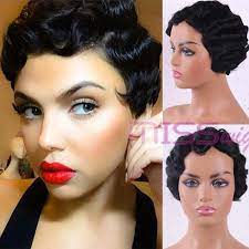 Finger waves first became popular as hairstyles of the 1920s, the hair are styled in waves to make cutting gentle era popular popped. Linghang Short Curly High Temperature Synthetic Hair Finger Wave Wig Red White Black Gold Suitable For Black Women From Ladylove 17 5 Dhgate Com