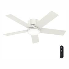 Hunter Vicinity 52 In Led Indoor Fresh White Ceiling Fan With Integrated Light Kit And Handheld Remote 59565 The Home Depot