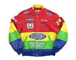 Vintage Jeff Gordon Leather Jacket Dupont Rainbow Nascar Colorblock Chase Authentics 90s Leather Jacket Jackets Jeff Gordon