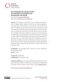 Hintergründe aufstellen söz / mit flexionstabellen der verschiedenen fälle und zeiten. Pdf Das Unbehagen Mit Den Gender Studies Ein Gesprach Zum Verhaltnis Von Wissenschaft Und Politik Paula Irene Villa Braslavsky Academia Edu