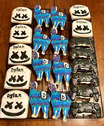 Fortnite Sugar Cookies Including Llama Marshmello And Game Controller Boy Birthday Halloween Party Candy Table