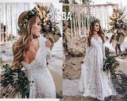 Wedding Dress Maya Long Sleeve Wedding Dress Pink Boho Etsy Bridal Dresses Lace Wedding Dresses Lace Lace Dress Boho