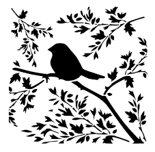 Details About Bird On Branch Stencil Craft Fabric Glass Furniture Wall Art Up To 33 Cherno Beloe Kartinki Trafarety