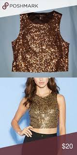 Black And Gold Crop Top Gold Sequin Crop Top Gold Sequin Crop Top Crop Tops Fashion