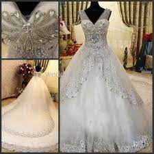 Discount Luxury Rhinestone Wedding Dresses Bling Bling Beaded Crystal V Neck Sheer Straps White Ivory Lace Glitter Bridal Gown Dresses A Line Short Wedding Dres Bling Wedding Dress Wedding Dresses Ball