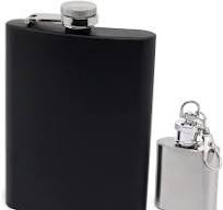 Customized Brown Leather 6oz Mini Flask & Stainless Steel Cocktail Set Odm