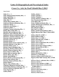 Letter D-Biographical and Necrological Index Cross Co., Ark. by Paul  V.Isbell-Mar.2,2013