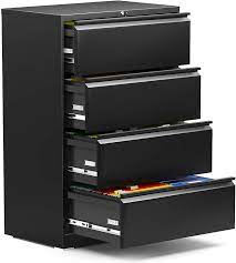 Amounts of drawers, so finding the perfect cabinet for your space has never been easier. Buy Lateral File Cabinet 4 Drawer Lateral Filing Cabinet With Lock Metal Steel Black File Cabinets For Home Office Intergreat Online In Germany B098pz4nwk