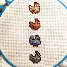 Includes farming, foraging, fishing, mining and combat essentials, as well as portraits. Recently Took Up Cross Stitching And Was Inspired By Stardew S Resident Poultry Population Stardewvalley