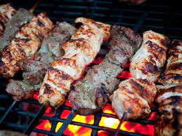 Grilled Beef And Chicken Kabobs Food Fire