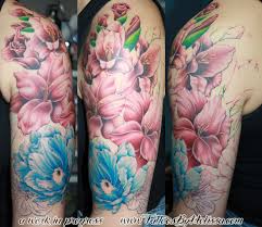 Realistic Flowers Half Sleeve Tattoos Designs Half Sleeve Tattoo Realistic Flower Tattoo