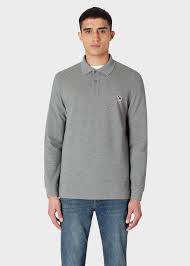 Confectionné en laine vierge, ce polo présente une patte à trois boutons ornée d'un motif à rayures emblématique à l'intérieur. Polo Homme Gris Logo Zebre A Manches Longues En Coton Bio Paul Smith Francais