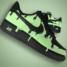Black And Grey Air Force Ones Nike Air Force One Green Slime Drip The Custom Movement In 2020 Nike Shoes Air Force Air Force One Shoes Custom Nike Shoes