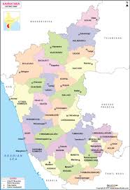 Map of karnataka with state capital, district head quarters, taluk head quarters, boundaries, national highways, railway lines and other roads. Karnataka District Map