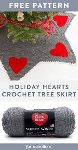 Free Holiday Hearts Tree Skirt Crochet Pattern Using Red Heart Super Saver Yarn Add Hand Crafted Lo In 2021 Easy Crochet Patterns Free Crochet Tree Crochet Tree Skirt