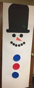 Celebrate christmas and winter this year with a custom door hanger featuring a snowman bundled up in a blue and red striped scarf! Frosty The Snowman Christmas Door Decorating Contest Snowman Decorations Frosty The Snowmen