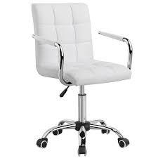 Modern Leather Office Chair Swivel Executive Computer Chair Office Stool Task White Walmart Com In 2020 White Desk Chair Adjustable Office Chair Stylish Office Chairs