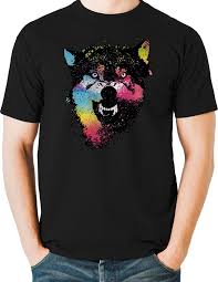 Growling Wolf T Shirt Neon Colorful Wild Howling Mens Small To 6xl Big Tall Tshirtsrule Graphictee Mens Tshirts Tee Shirt Print Wolf T Shirt