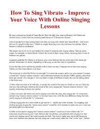 But how do you get it in your voice? Pdf How To Sing Vibrato Improve Your Voice With Online Singing Lessons Fiore Collins Academia Edu