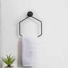 Buy a single hand towel or purchase them in a set! Mygift Towel Ring Metal In Black Size 2 H X 9 W X 7 D Wayfair Bath0231blk In 2021 Towel Holder Bathroom Bathroom Hand Towel Holder Hand Towel Rack