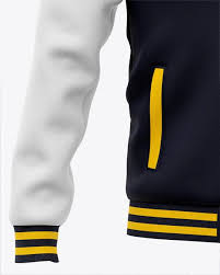Men S Varsity Jacket Mockup Front View Baseball Bomber Jacket In Apparel Mockups On Yellow Images Object Mockups In 2020 Baseball Bomber Jacket Clothing Mockup Bomber Jacket