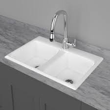 Our kitchen sink buying guide provides a helpful overview of sink styles, materials, configurations and other considerations. 33 Della Cast Iron Double Bowl Drop In Kitchen Sink Magnus Home Products