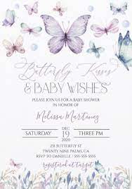 Purple Butterfly Baby Girl Baby Shower Invitation Zazzle Com Butterfly Baby Shower Baby Shower Invites For Girl Pastel Baby Shower