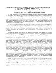 There are many benefits in taking humss strand. Pdf Critical Thinking Skills Of Grade 11 Students Action Research For Selected Schools In Quezon City